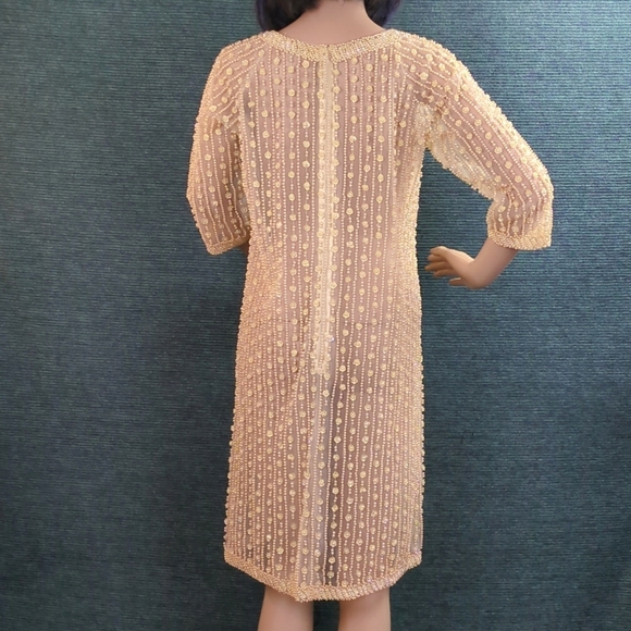 Vintage 1960s Sheer Beaded Dress, Amazing! OOAK! - Picture 10 of 13
